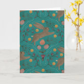 Folk Rabbits Karte (Gelbe Blume)