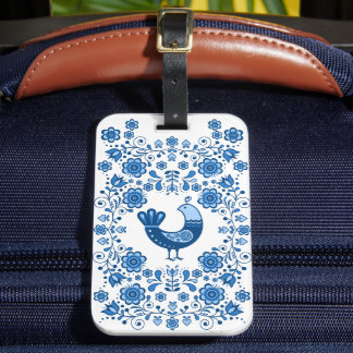 Folk Rebhuhn Vogel Blumen Blumen Design/weiß B Gepäckanhänger