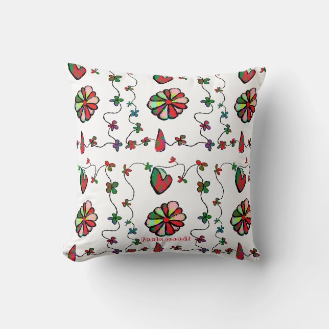Folk Retro Quaint and Happy Art Kissen (Vorderseite)