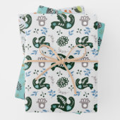 Folk Scandy Swedish Bird Fox Set von 3 Geschenkpapier Set (Beispiel)