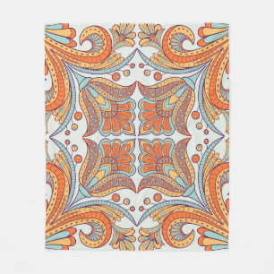 Folk Stil, Blumenmuster. Fleecedecke