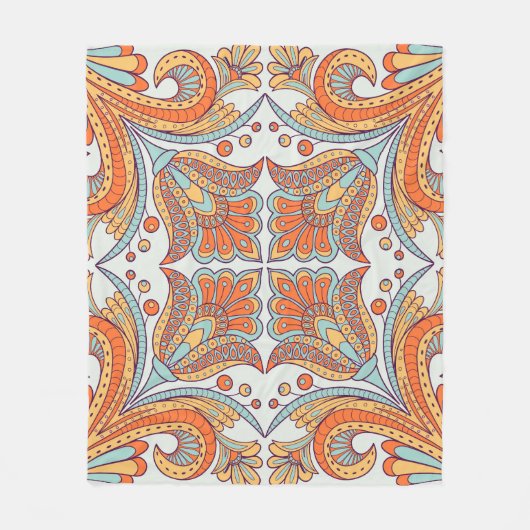 Folk Stil, Blumenmuster. Fleecedecke (Vorderseite)