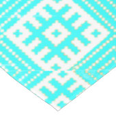 Folk Stilisierte Print Türkis Weiß Tischdecke (Schrägansicht)