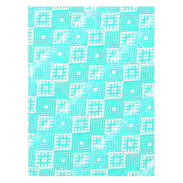 Folk Stilisierte Print Türkis Weiß Tischdecke
