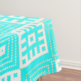 Folk Stilisierte Print Türkis Weiß Tischdecke