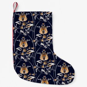 Folk Style Floral Nahtloses Muster Kleiner Weihnachtsstrumpf