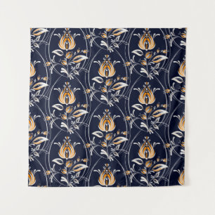 Folk Style Floral Nahtloses Muster Wandteppich
