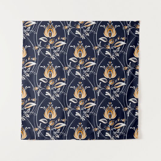 Folk Style Floral Nahtloses Muster Wandteppich (Vorderseite)