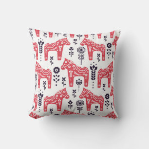 Folk swedish horse floral seamless pattern.  kissen