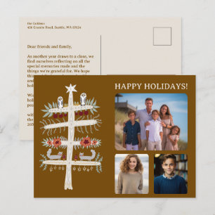 Folk Tree of Life Weihnachtsfeiertag CUSTOM 3 Foto Postkarte