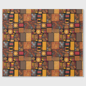 Folk Tribal Rustic Patchwork Afrikanisches amerika Geschenkpapier (Flach)