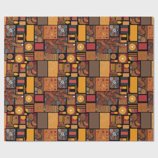 Folk Tribal Rustic Patchwork Afrikanisches amerika Geschenkpapier (Flach)