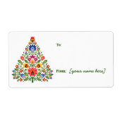 Folk-Verzauberung: Weihnachtsbaum-Geschenksticker (Vorne)