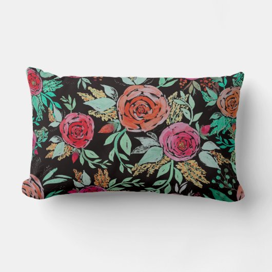 Folk Watercolor Flowers Lendenkissen (Vorderseite)