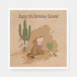 Folk Wild West Desert Animals Whimsical Cowgirl Serviette