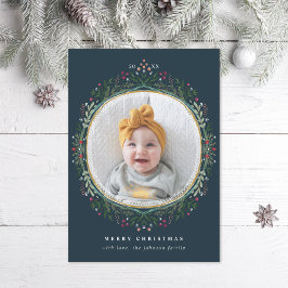 Folk Wildblume Wreath Foto Feiertagskarte