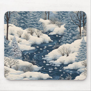 Folk Winter Landschaft Mousepad