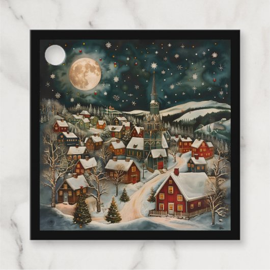 Folk Winter Village Geschenkanhänger (Vorderseite)