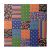 Folkart Art Imitate Patchwork Keramik Tile Fliese (Vorderseite)