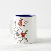 Folkart Birds Zweifarbige Tasse (Vorderseite Links)