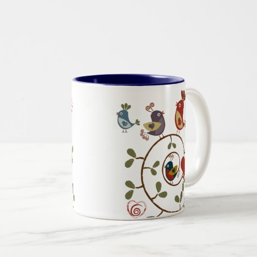 Folkart Birds Zweifarbige Tasse (VorderseiteRechts)