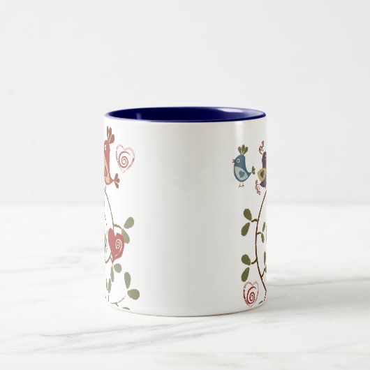 Folkart Birds Zweifarbige Tasse (Mittel)