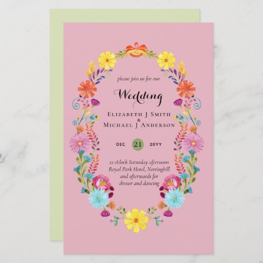 Folkart Blume Fiesta Wedding Einladung Boda (Vorne/Hinten)