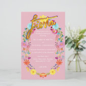 Folkart Blume Fiesta Wedding Einladung Boda (Stehend Vorderseite)