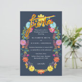Folkart Blume Fiesta Wedding Einladung Boda (Stehend Vorderseite)