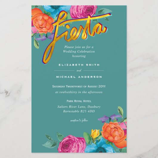 Folkart Blume Fiesta Wedding Einladung Boda (Vorderseite)