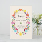 Folkart Blume Fiesta Wedding Einladung Boda (Stehend Vorderseite)