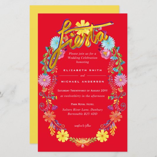 Folkart Blume Fiesta Wedding Einladung Boda (Vorne/Hinten)