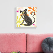 Folkart Boho Abstrakt Black Dog handgezeichnet Leinwanddruck (Insitu (Wohnzimmer))