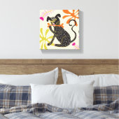 Folkart Boho Abstrakt Black Dog handgezeichnet Leinwanddruck (Insitu (Schlafzimmer))