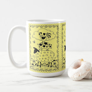FOLKART LANDTIERE SCHAFENSCHAFT ROOSTER Primitiv Kaffeetasse