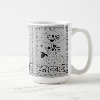 FOLKART LANDTIERE SCHAFENSCHAFT ROOSTER Primitiv Kaffeetasse