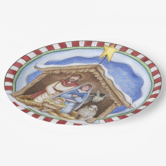 Folkart Nativity-Papier-Teller Pappteller (Schrägansicht)
