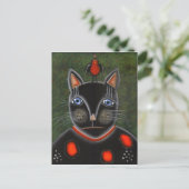 FOLKART Party Cat BY LORI EVERETT Postkarte (Stehend Vorderseite)
