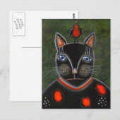 FOLKART Party Cat BY LORI EVERETT Postkarte (Vorne/Hinten)