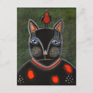 FOLKART Party Cat BY LORI EVERETT Postkarte