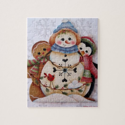 Folkart Schneemann, Lebkuchen-Mann, Puzzle (Vertikal)