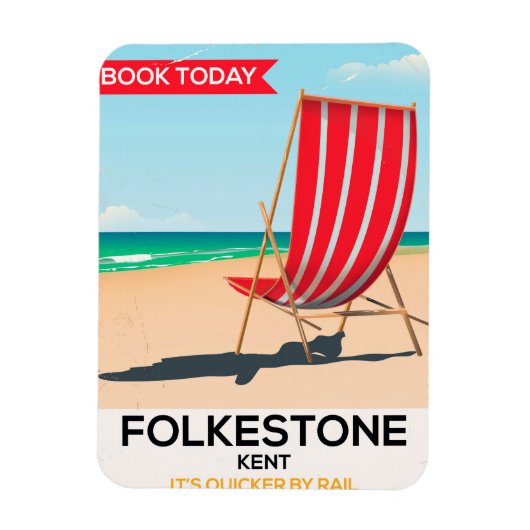 Folkestone Kent Vintages Küstenposter Magnet (Vertikal)