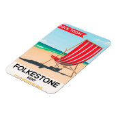 Folkestone Kent Vintages Küstenposter Magnet (Linke Seite)
