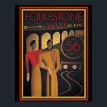Folkestone London by Rail Art Deco Poster 16 x 20<br><div class="desc">Nettes,  Vintages Plakat für Folkestone London mit Rail 16 x 20.</div>