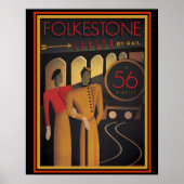 Folkestone London by Rail Art Deco Poster 16 x 20 (Vorne)