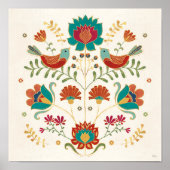 Folkflora mit Vögeln Poster (Vorne)