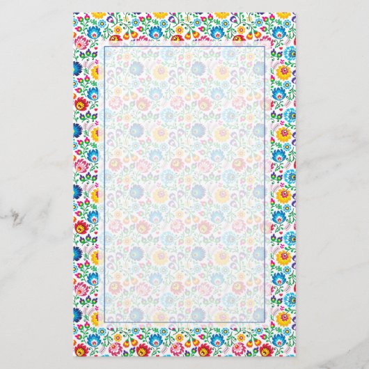 Folkkunst Blume Muster 2 Briefpapier (Vorderseite)