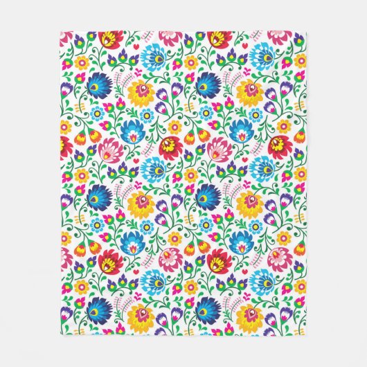 Folkkunst Blume Muster 2 Fleecedecke (Vorderseite)