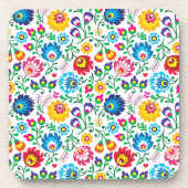 Folkkunst Blume Muster 2 Getränkeuntersetzer (Vorderseite)