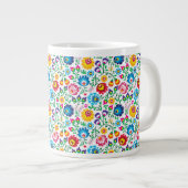 Folkkunst Blume Muster 2 Jumbo-Tasse (Vorderseite Rechts)